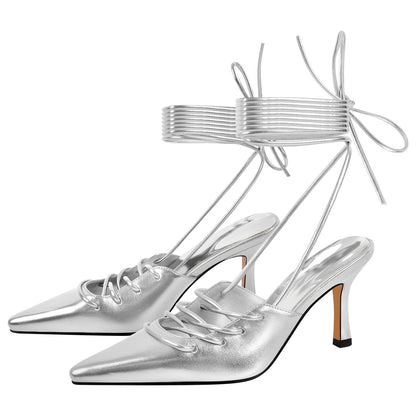 Lace up Pointed Toe Stiletto Pumps