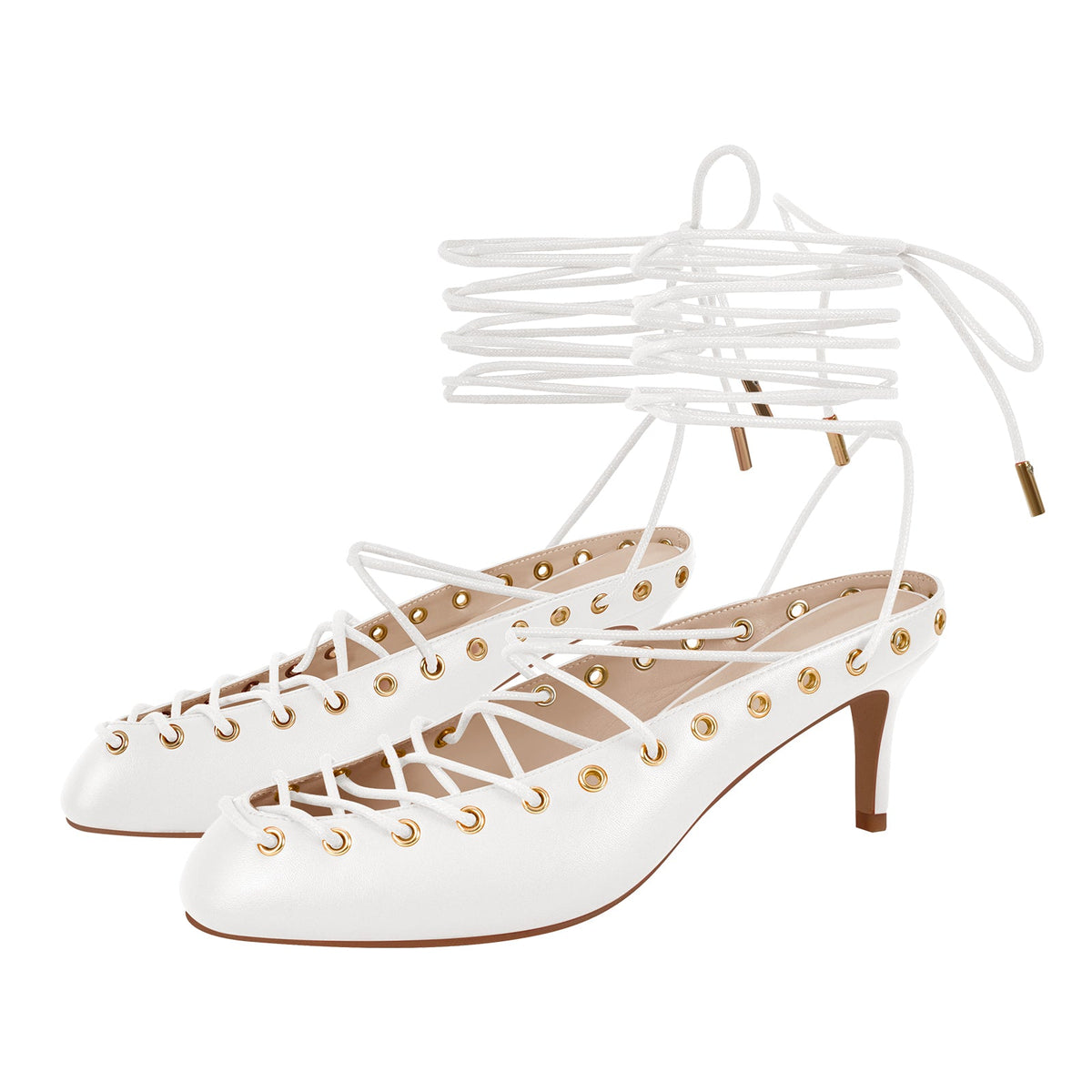 Round Toe Lace-up Mule High Heels