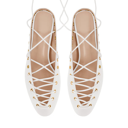 Round Toe Lace-up Mule High Heels