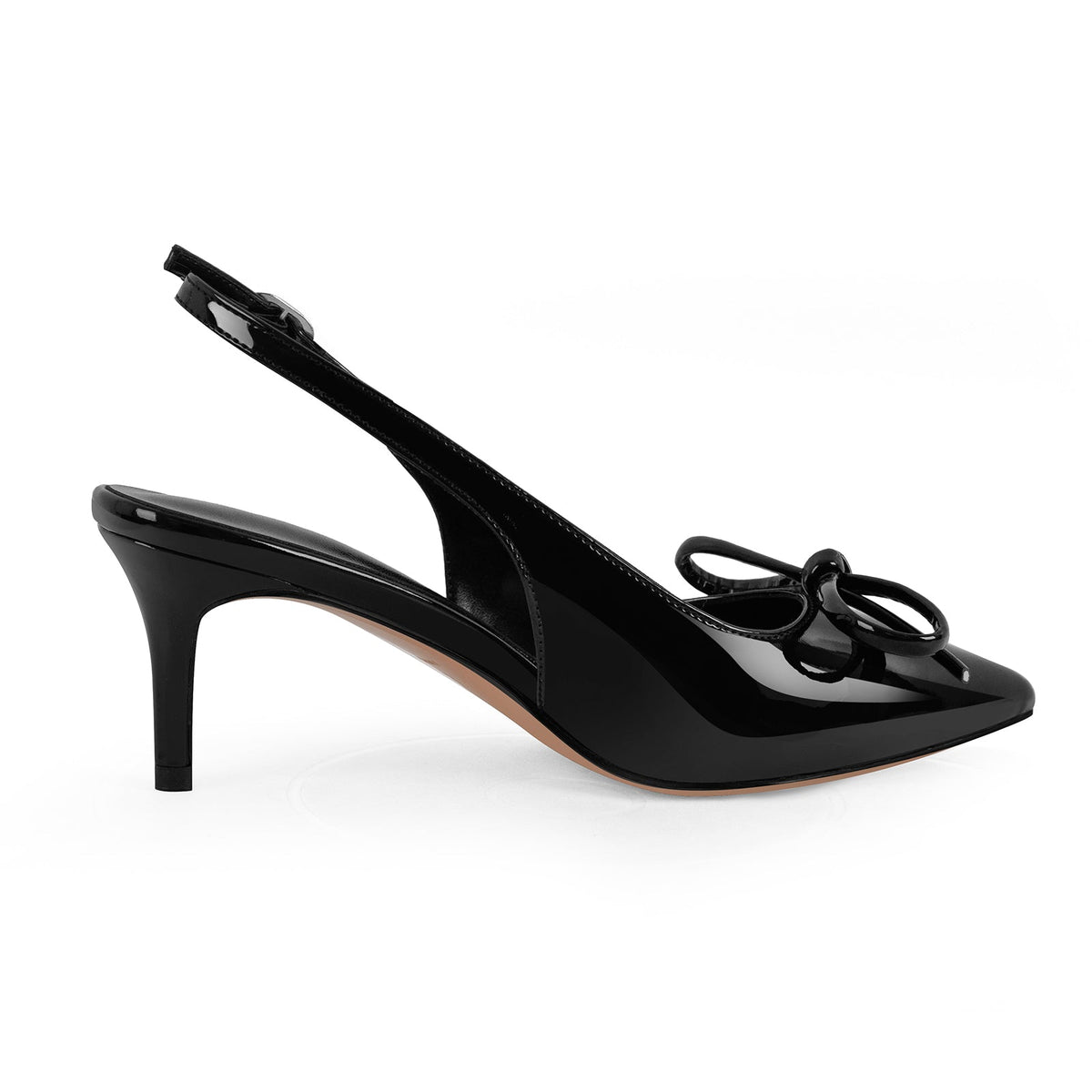 Bow Pointed Toe Patent Leather Slingback Pumps