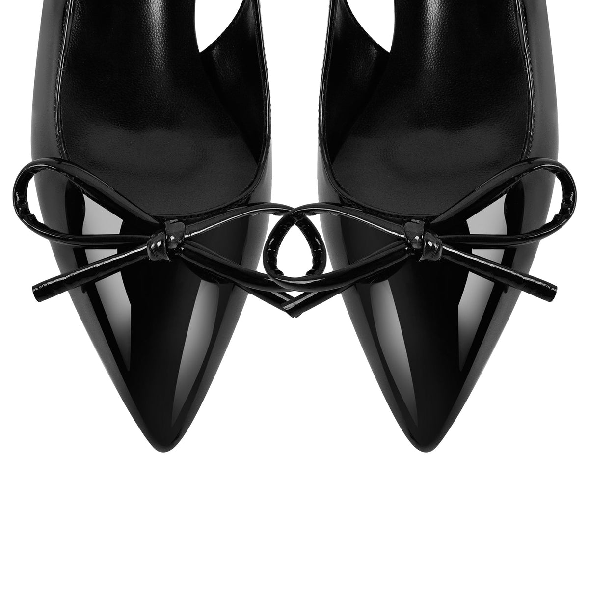 Bow Pointed Toe Patent Leather Slingback Pumps