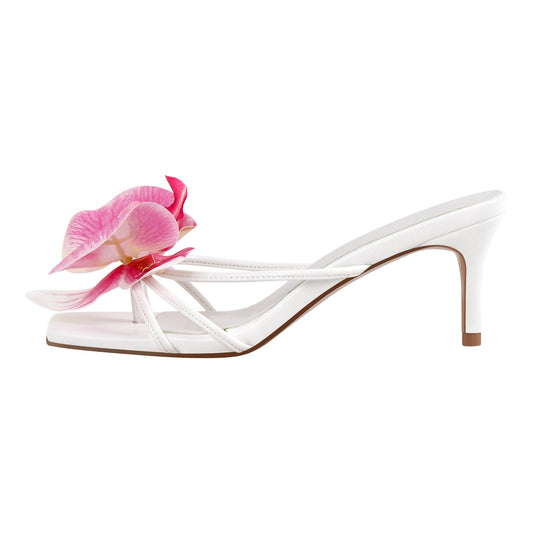 Flower Square Toe Thong Sandals Mules