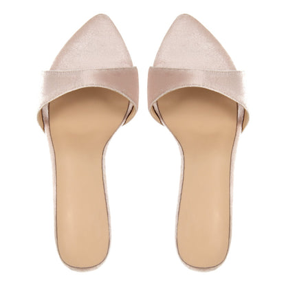 Pointed Toe Velvet High Heels Mules