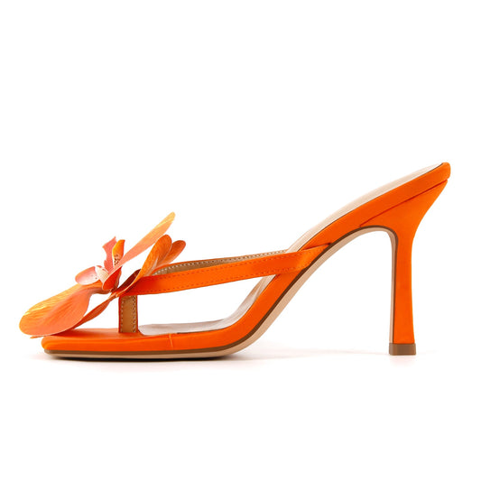 Square Toe Flower Thong Mules