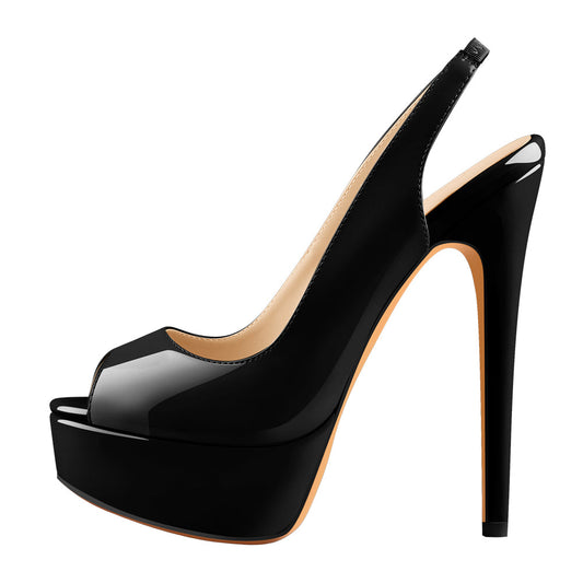 Platform Peep Toe Slingback High Heels
