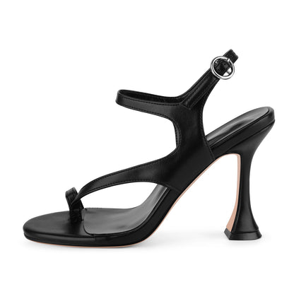 Buckle Strap Tapered Heel Flip Flops Sandals