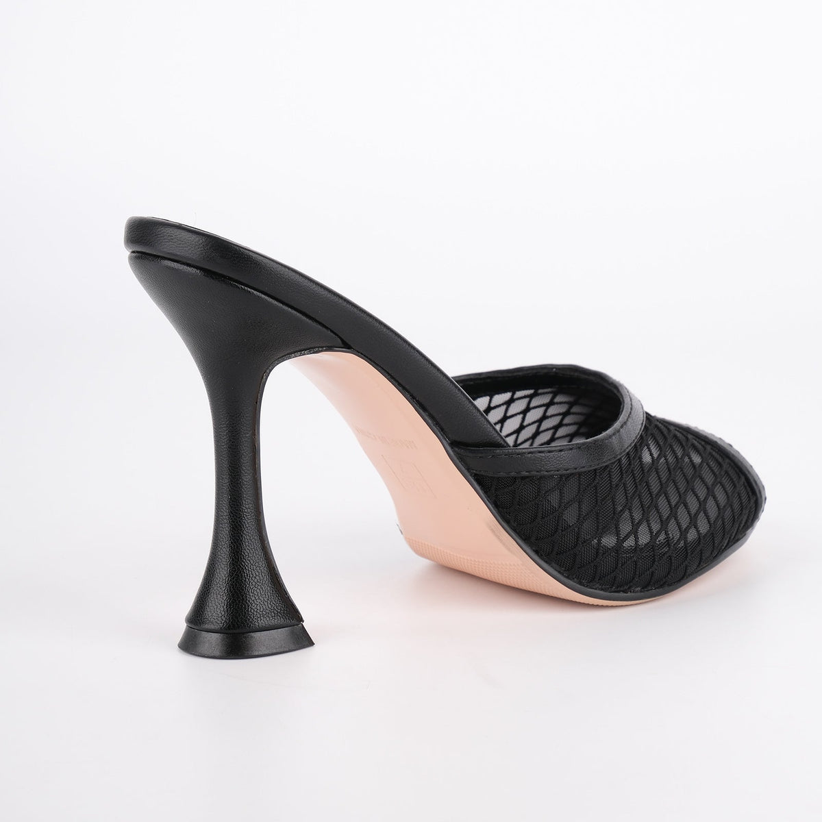 Round Toe Mesh Tapered Heel Mules