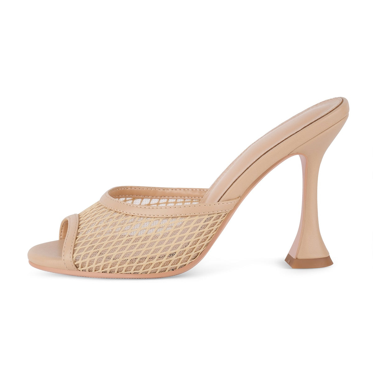Round Toe Mesh Tapered Heel Mules