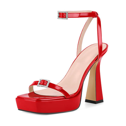 Square Toe Platform Ankle Strap Sandals