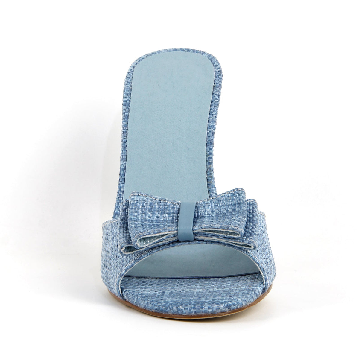 Round Toe Bow Woven Sandals Mules