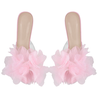 Platform Mesh Clear Stiletto Mules
