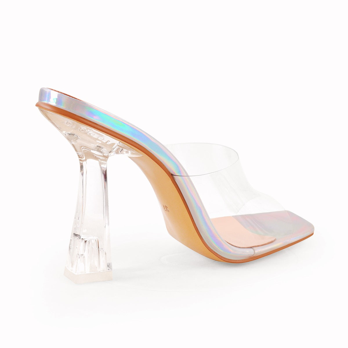 Holographic Transparent Chunky High Heel Sandals