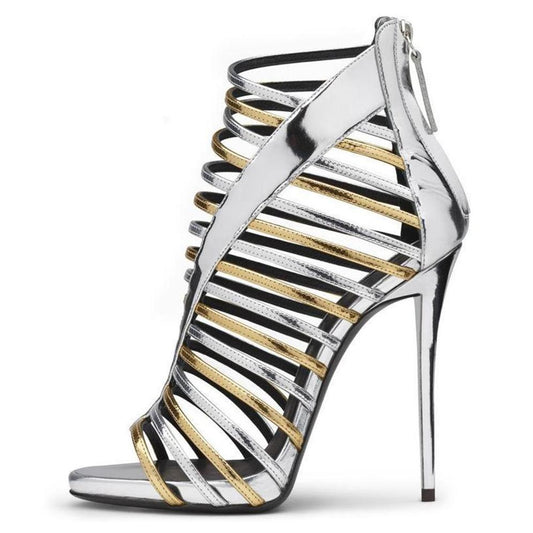 Round Toe Gladiator Stiletto Sandals