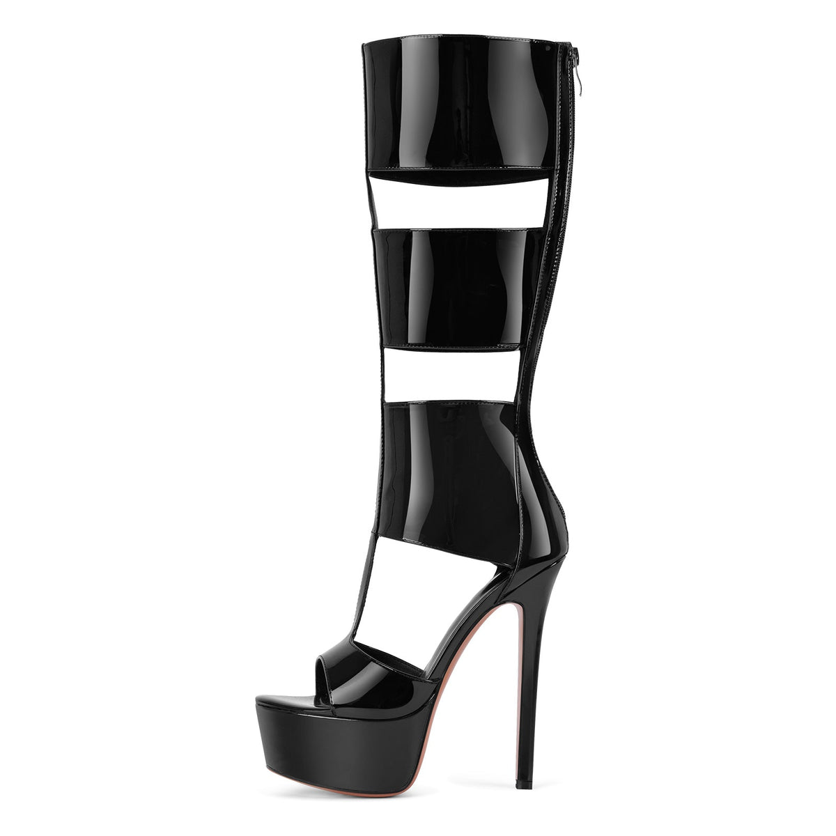Platform Round Toe Hollow Bootie Sandals