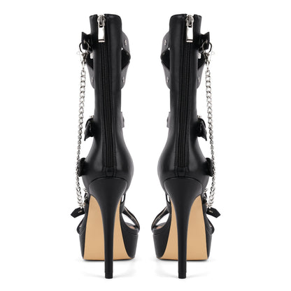 Platform Metal Chain Buckle Straps Sandals