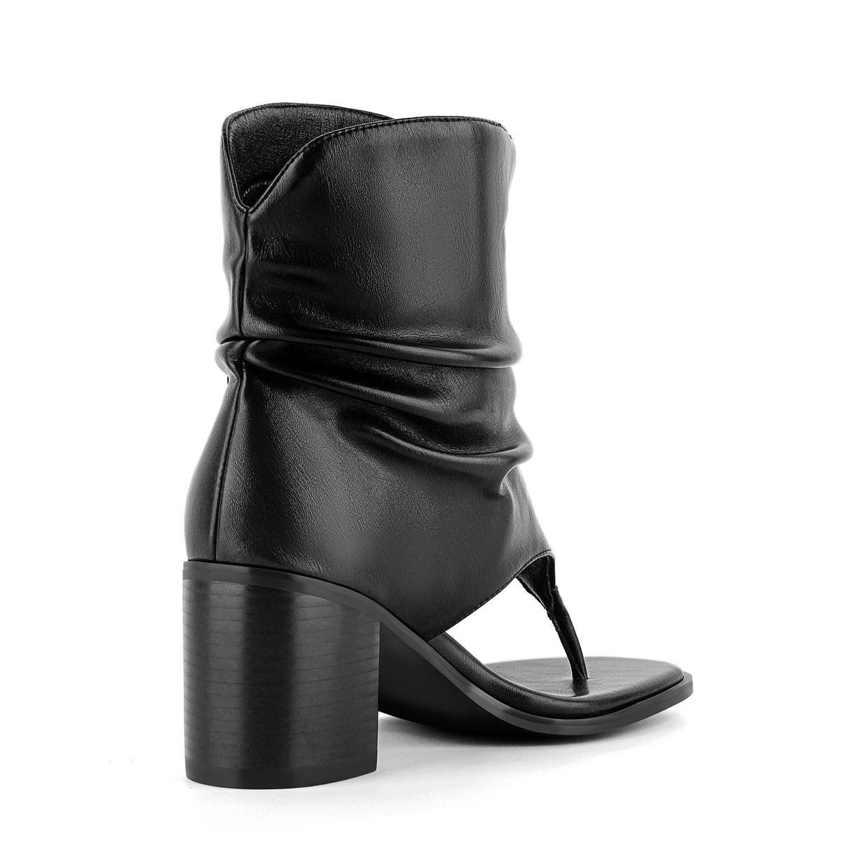 Buckle Ruched Flip-Flop Bootie Sandals