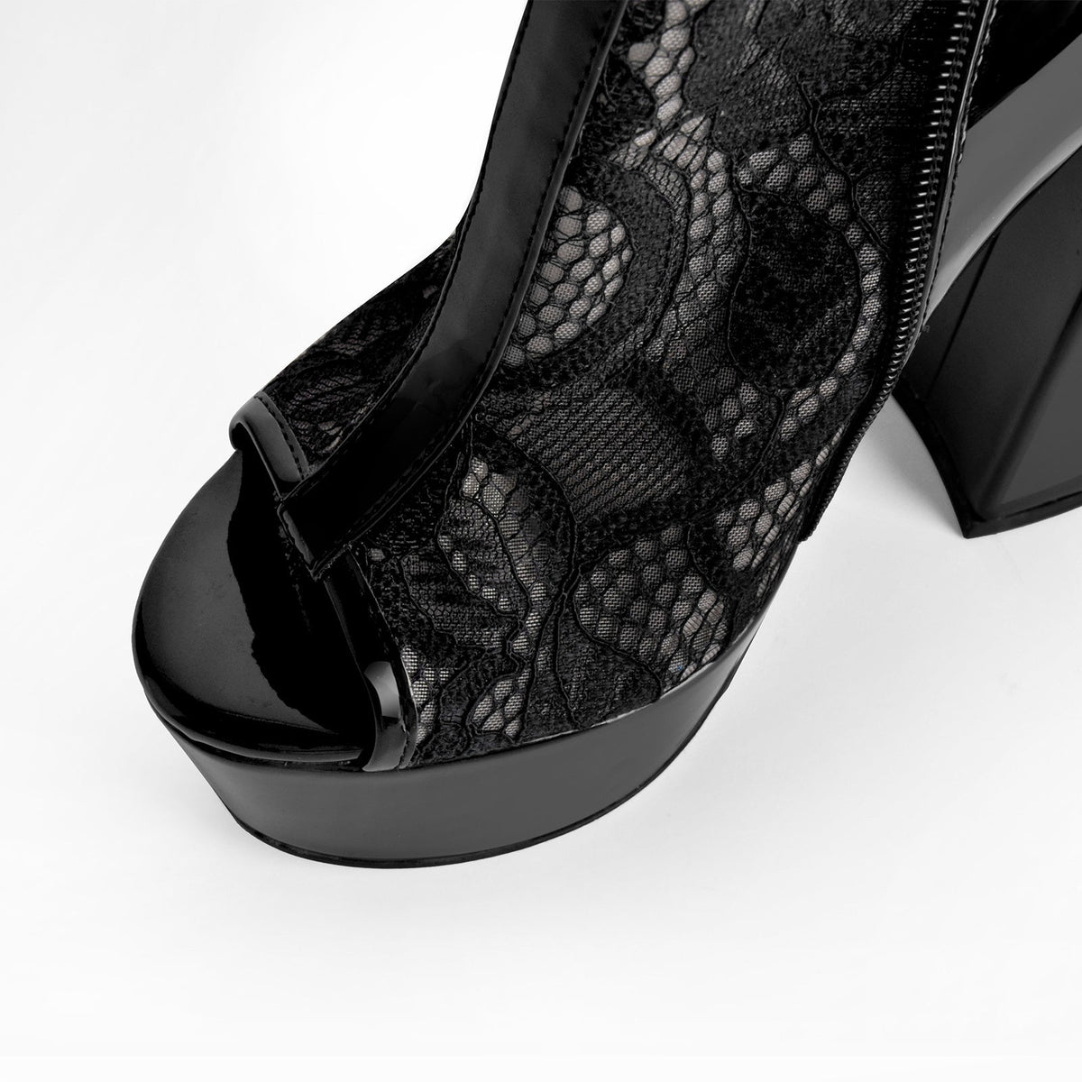 Open Toe Platform Lace Mesh Buckles Bootie Sandals
