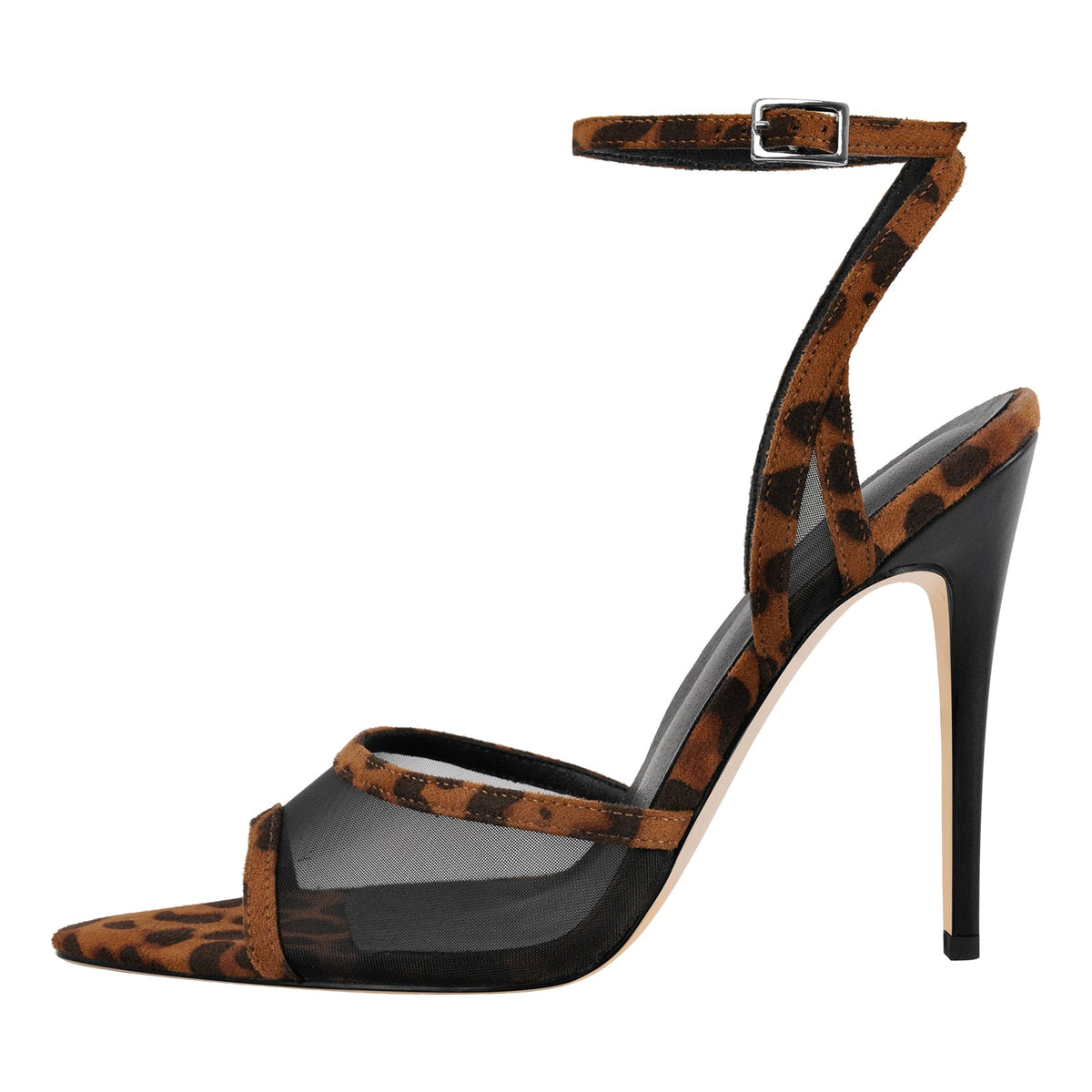 Mesh Pointed Toe Ankle Strap Sandals