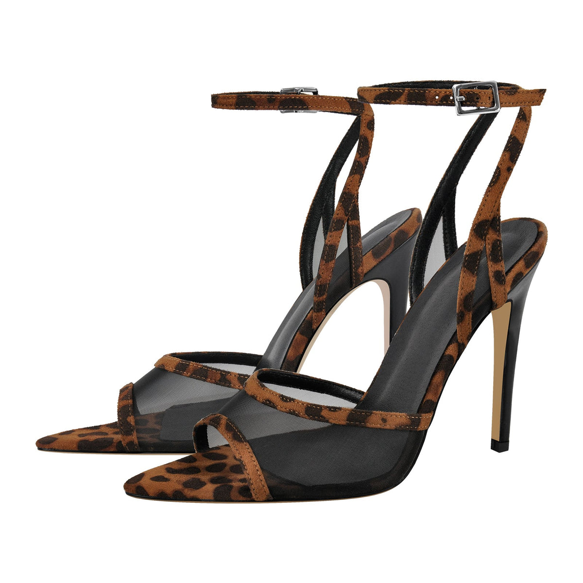 Mesh Pointed Toe Ankle Strap Sandals
