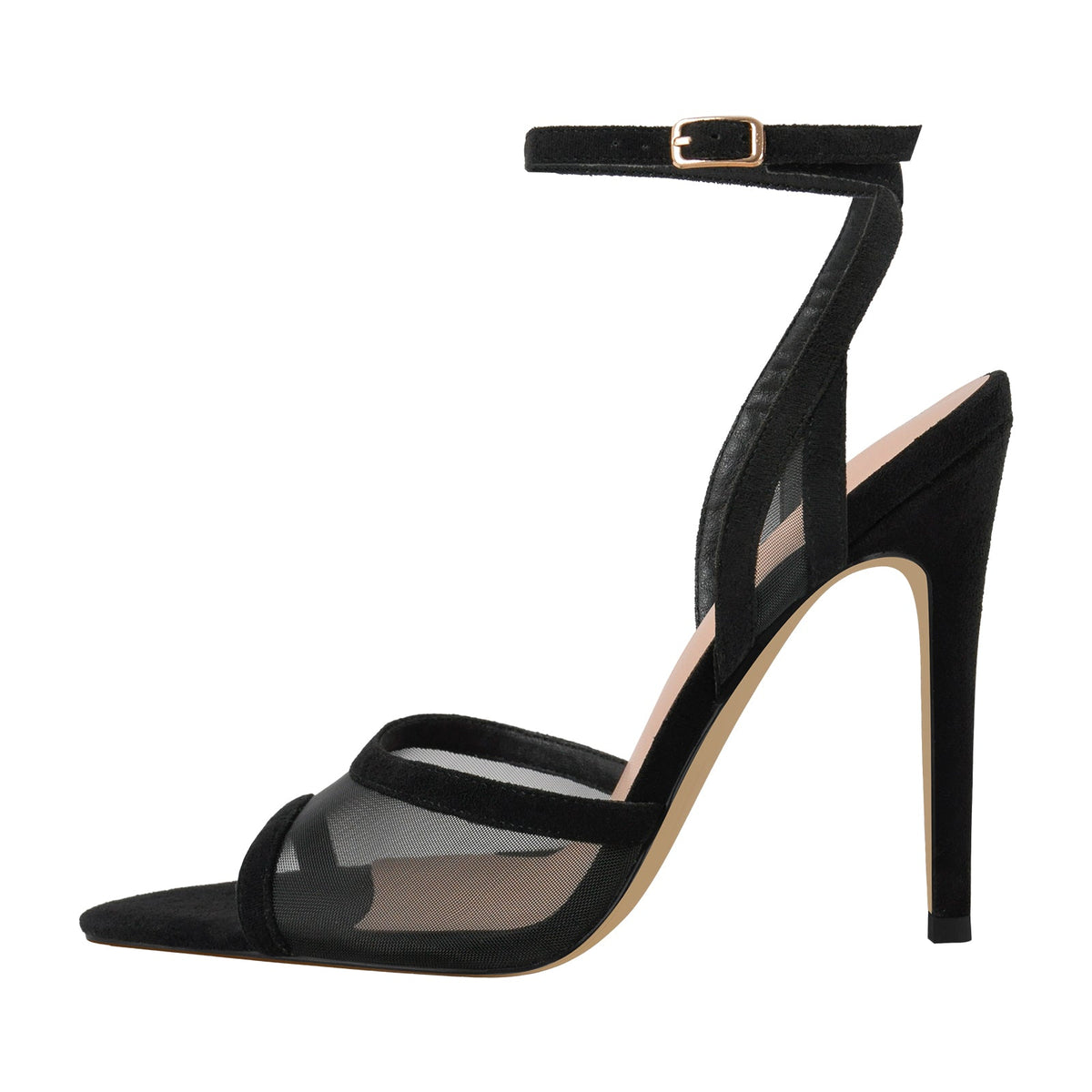 Mesh Pointed Toe Ankle Strap Sandals