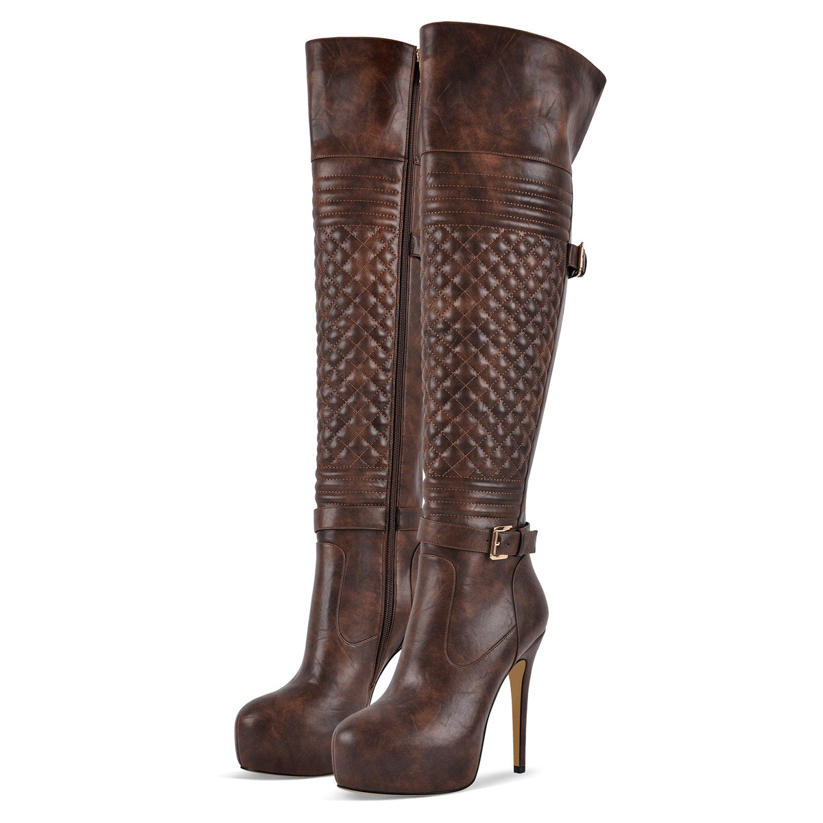 Platform Buckle Over The Knee Stiletto Boots