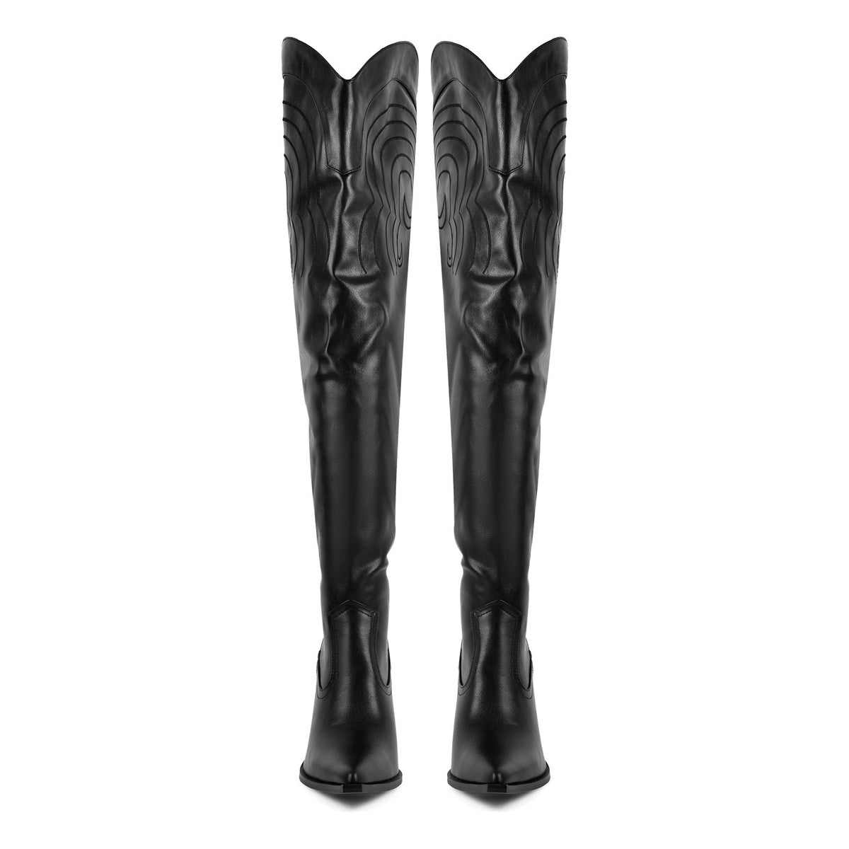 Pointed Toe Back Lace-up Thigh High Western Boots