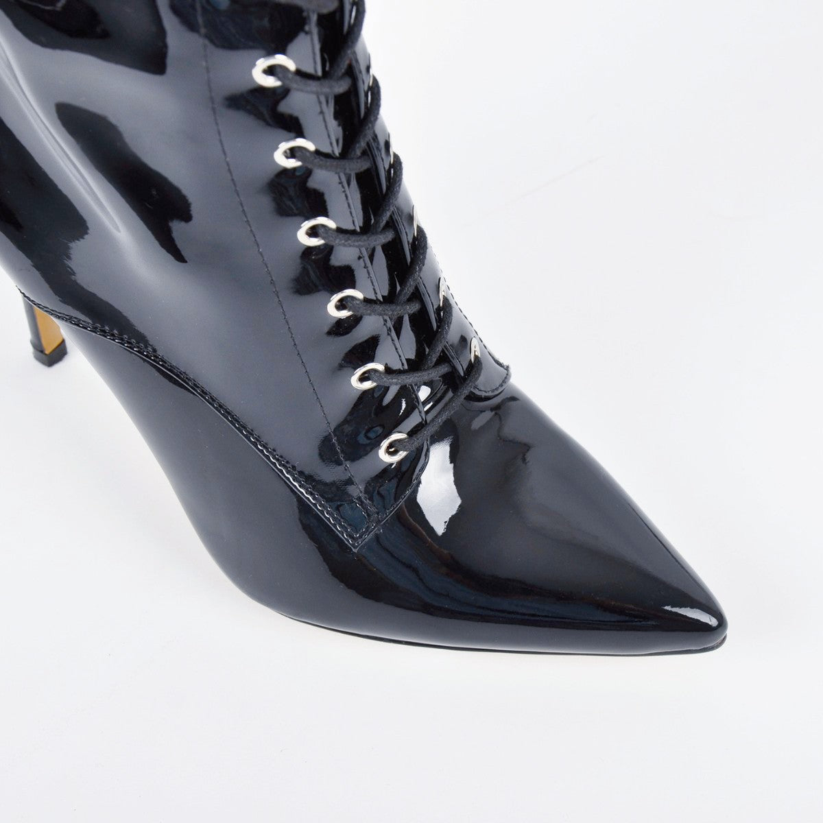 Pointed Toe Buckle Strap Lace-up Thigh High Boots