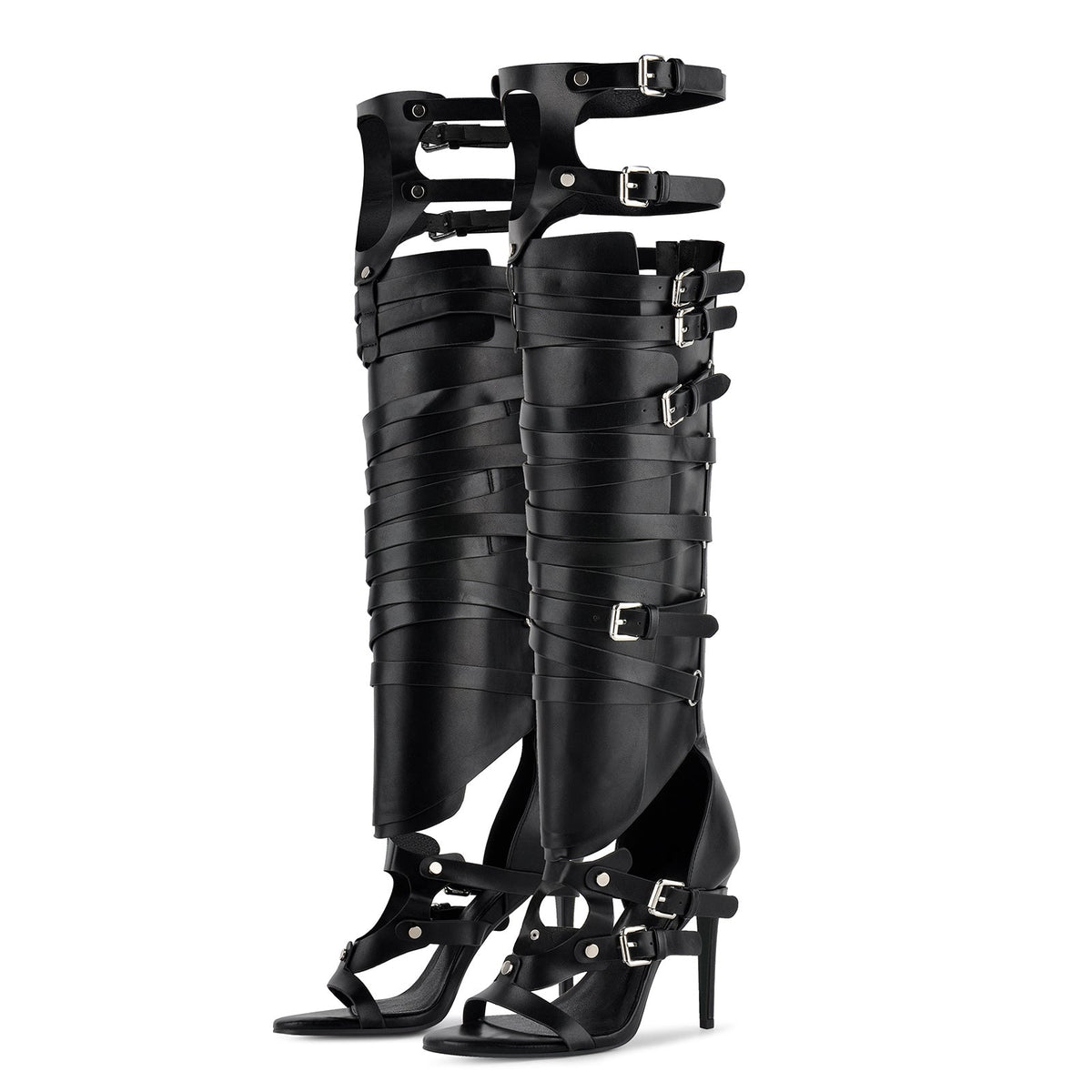 Gladiator Multi Buckles Thigh High Boots Sandals