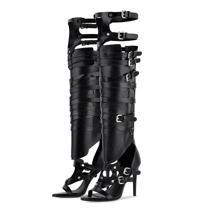 Gladiator Multi Buckles Thigh High Boots Sandals
