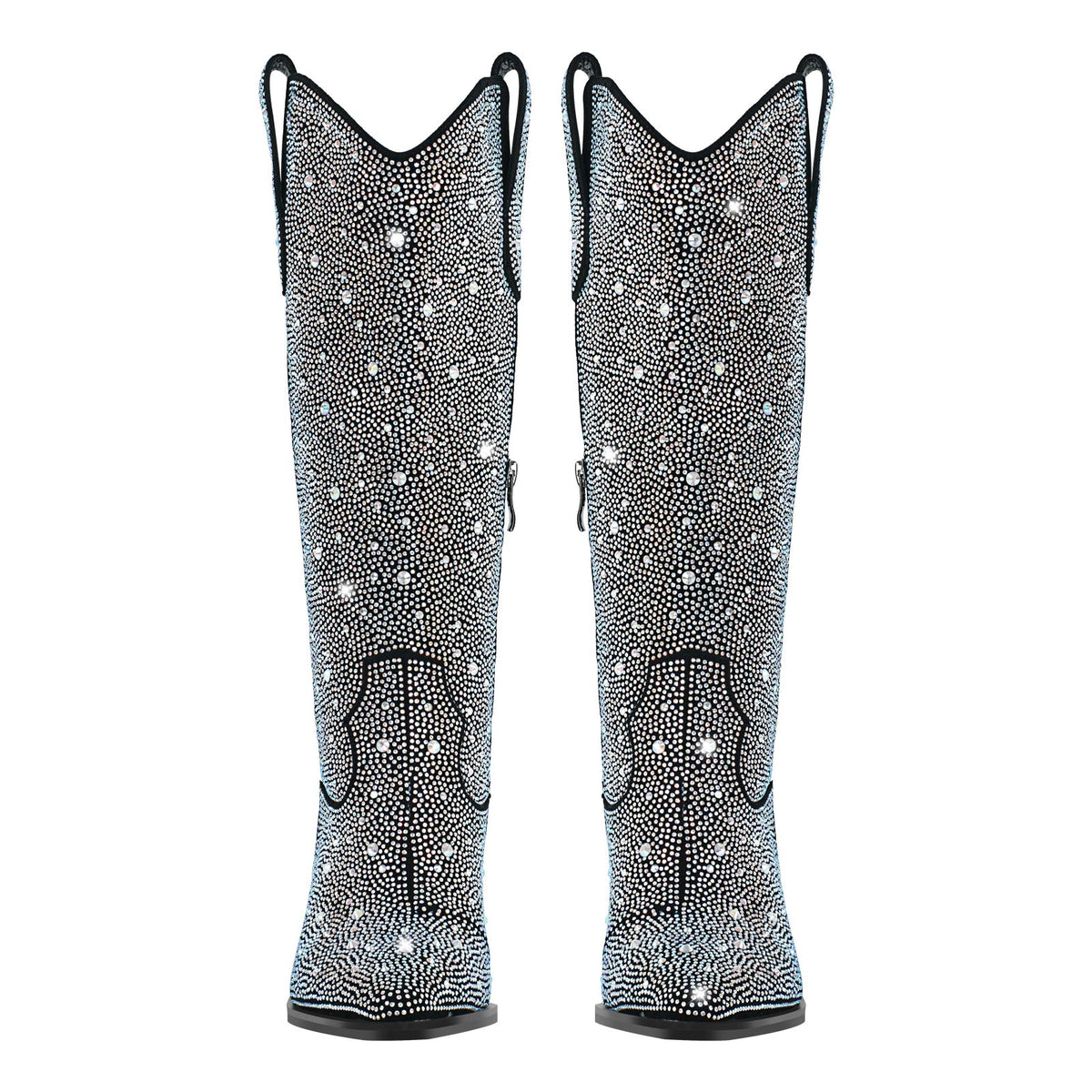 Rhinestone Pointed Toe Knee High Western Boots