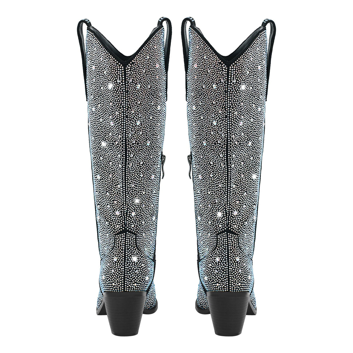 Rhinestone Pointed Toe Knee High Western Boots