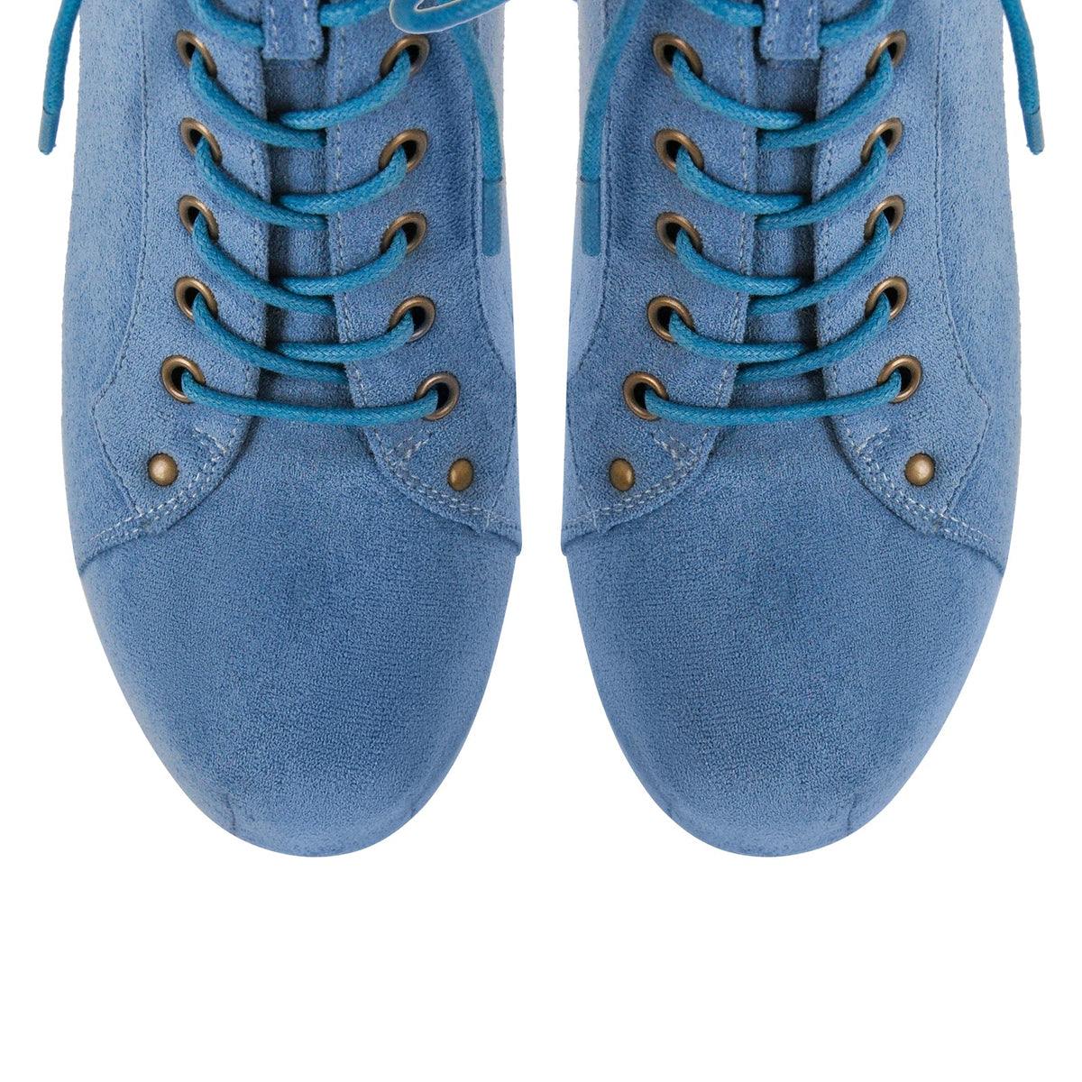 Blue Suede Platform Chunky Heel Ankle Boots