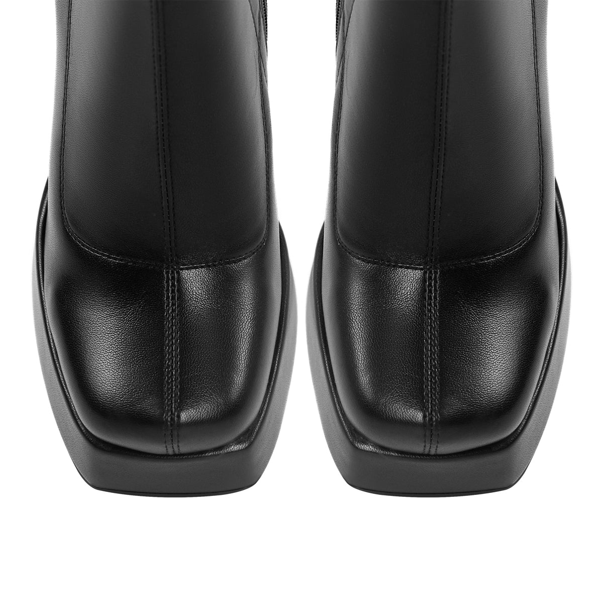 Square Toe Chunky Platform Zipper Ankle Boots