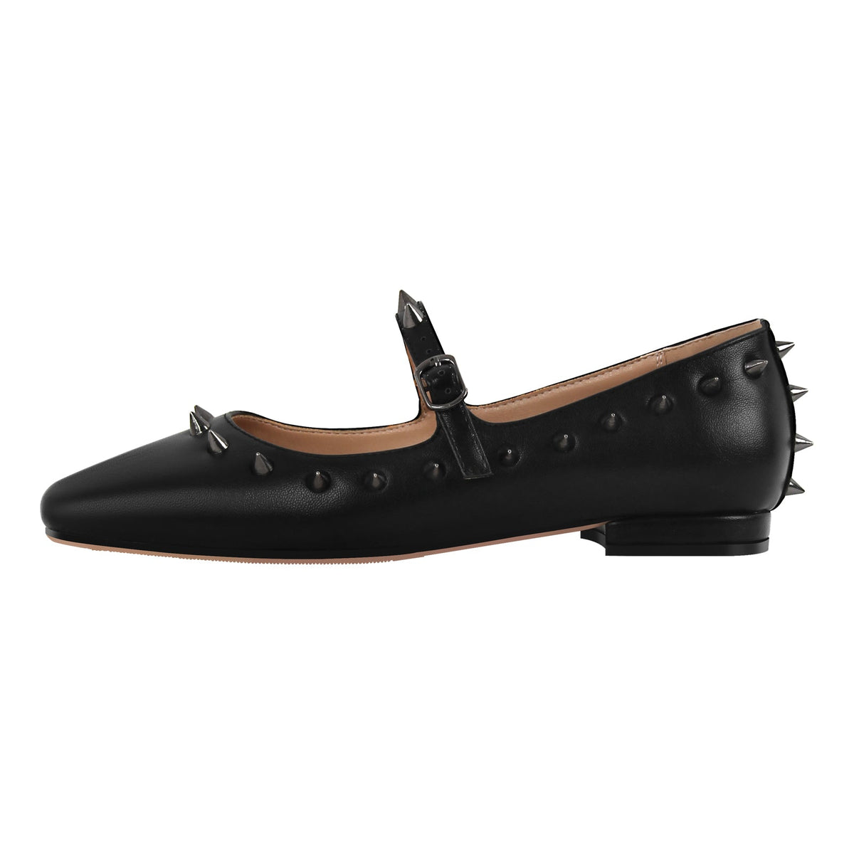 Square Toe Rivet Mary Jane Flats