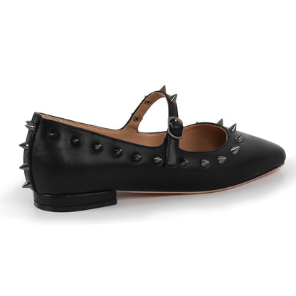 Square Toe Rivet Mary Jane Flats