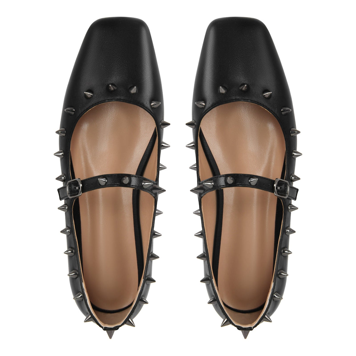 Square Toe Rivet Mary Jane Flats