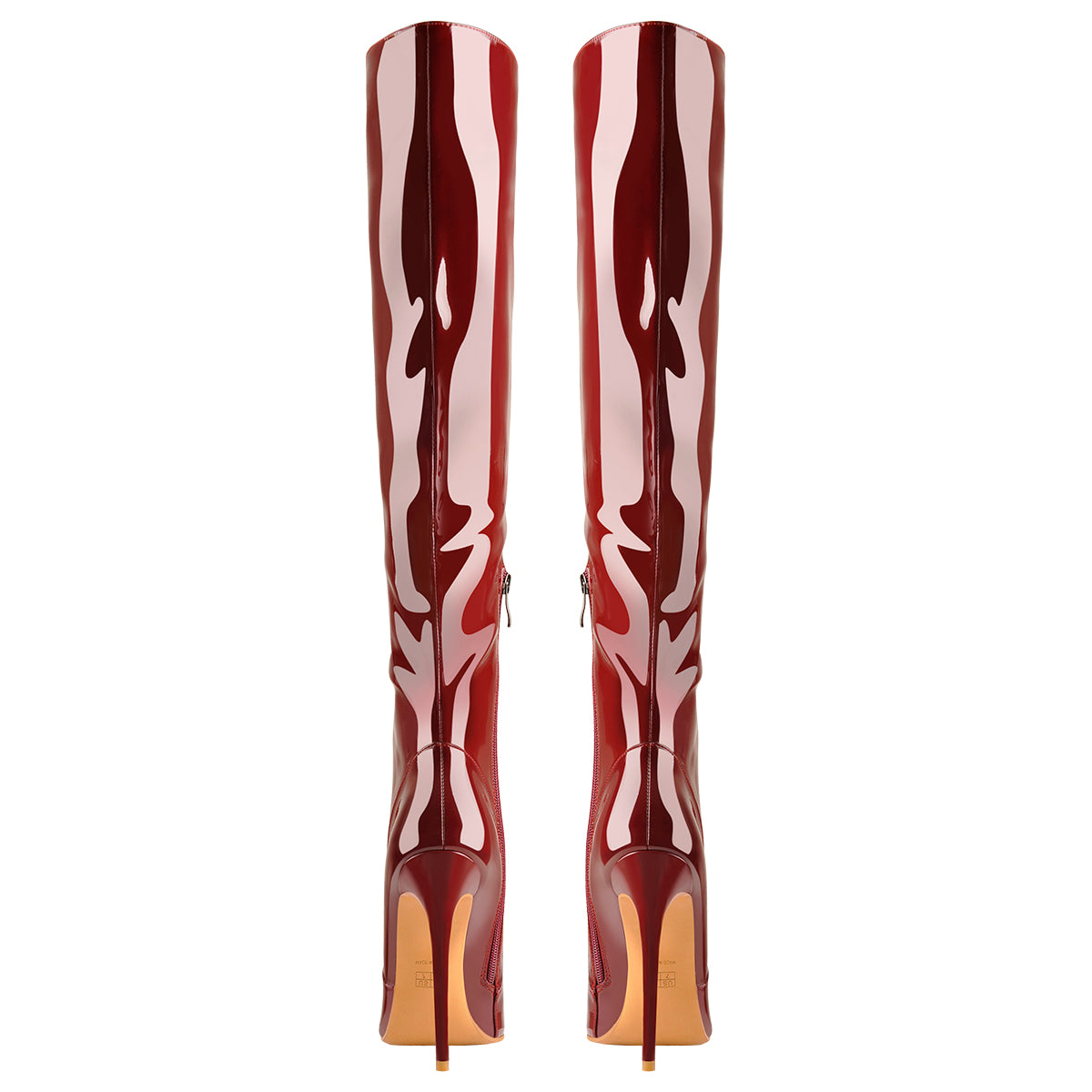 Pointed Toe Patent Side Zipper Knee High Boots