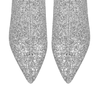 Pointed Toe Glitter Ankle Boots