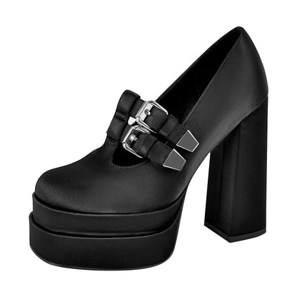 Double Platforms Chunky High Heel Pumps