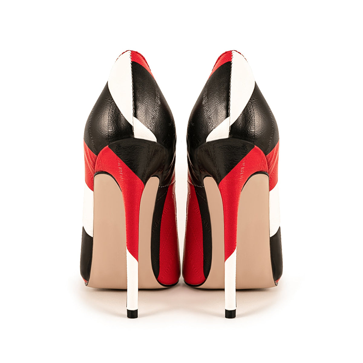 Pointed Toe Mix-Color Slip On Stiletto Pumps