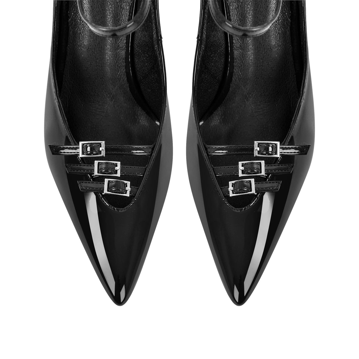 Pointed Toe Multi-Buckle Ankle Strap Stiletto Pumps