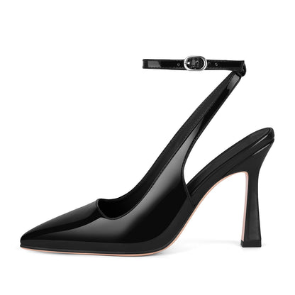 Pointed Toe Ankle Strap Slingback Pumps