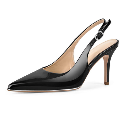 Pointed Toe Patent Leather Slingback Pumps
