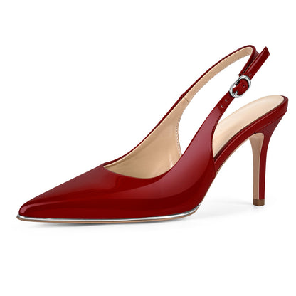 Pointed Toe Patent Leather Slingback Pumps