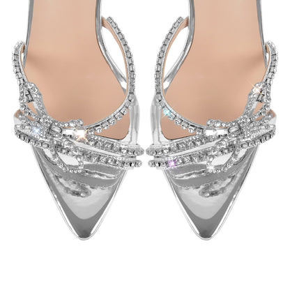 Rhinestone Bow Patent Leather Sandals