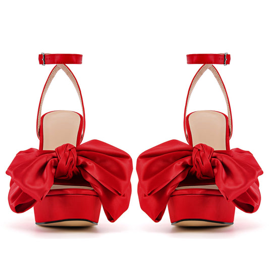 Bow Platform Ankle Strap Chunky Heel Sandals