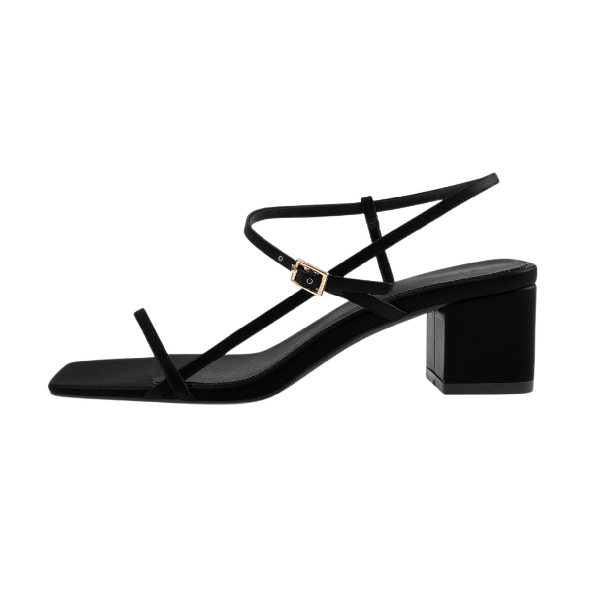 Buckle Strap Square Toe Chunky Heel Sandals