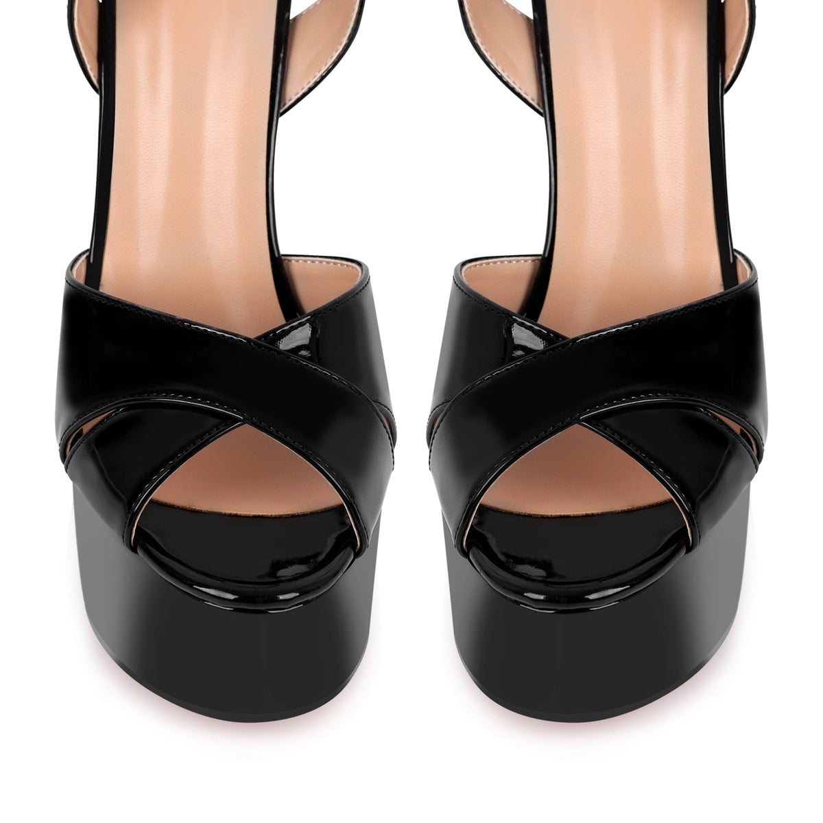 Black Platform Chunky Heel Ankle Strap Sandals