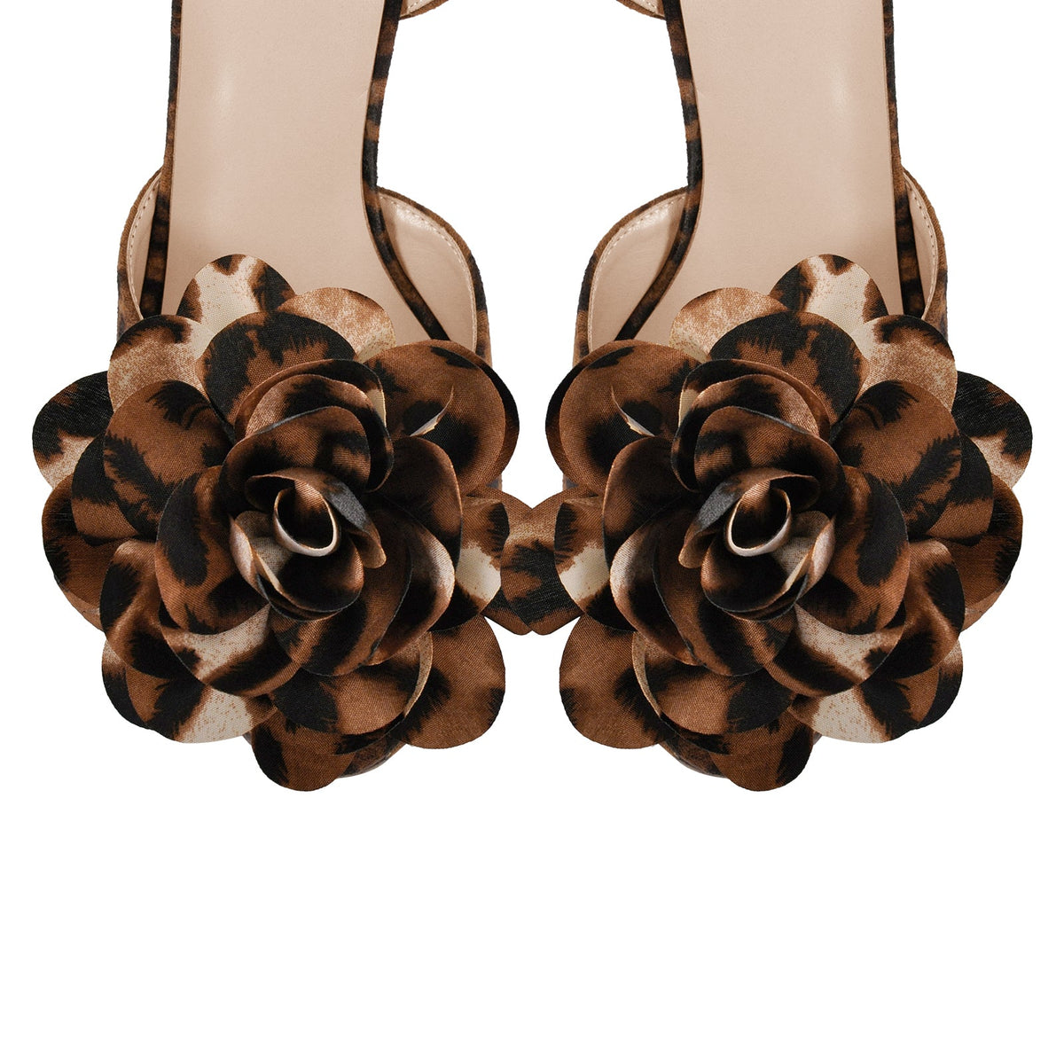 Leopard Platform Flower Ankle Strap Sandals