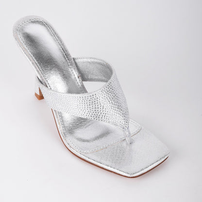 Square Toe Rhinestone Flip Flops Sandals